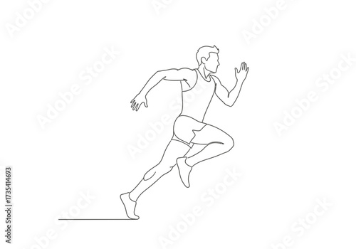 Line drawing of a runner sprinting forward determination, speed athleticism in motion