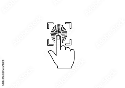 Fingerprint scan on hand scanning fingerprint biometric identification finger print, security access, id