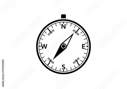 Simple compass illustration north, east, south west directions for travel navigation