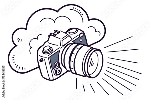 Camera with a lens and cloud