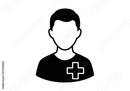 A person a cross on their shirt this could represent a doctor, nurse, or other healthcare worker