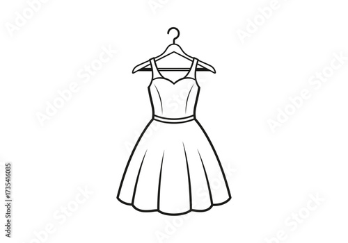 Elegant dress on hanger fashionable garment for special occasion or party stylish outfit for woman