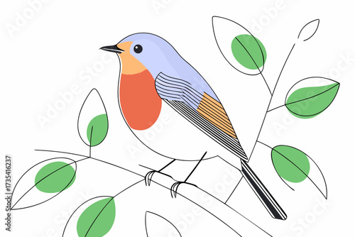european robin bird on a branch
