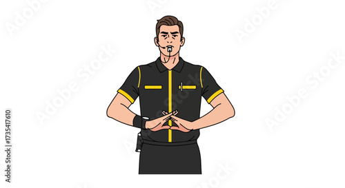 Illustrative depiction of a referee signaling timeout during sports competition for fair play and game management