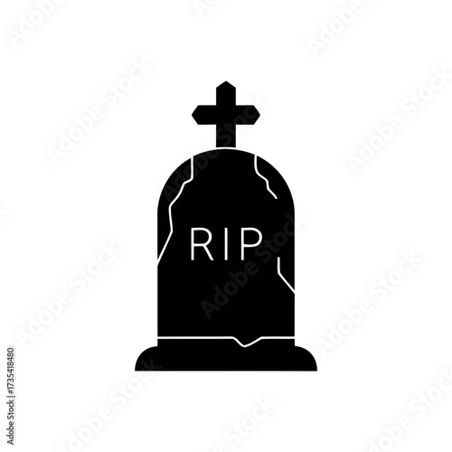 Tombstone Icon - Spooky Halloween Gravestone Vector Design