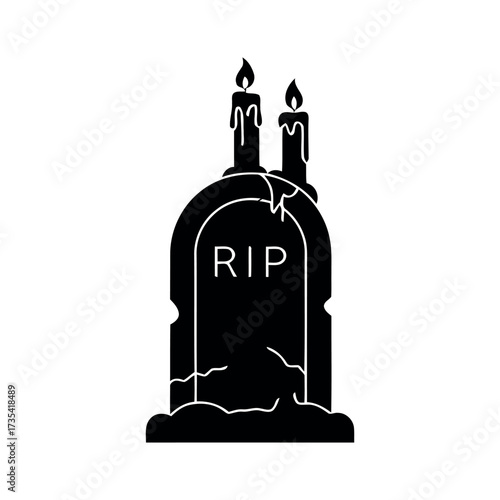 Tombstone Icon - Spooky Halloween Gravestone Vector Design