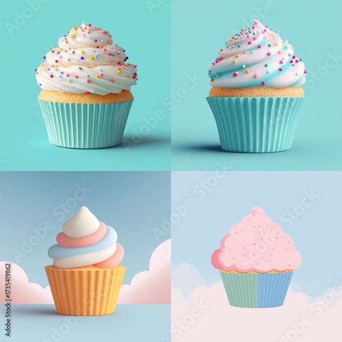 Sweet Symphony – Pastel Cupcake with Whipped Cream Frosting and Sprinkles