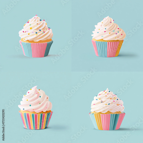 Sweet Symphony – Pastel Cupcake with Whipped Cream Frosting and Sprinkles