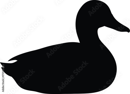 Adobe Illustrator Artwork Duck Silhouette in Floating Profile on White Background