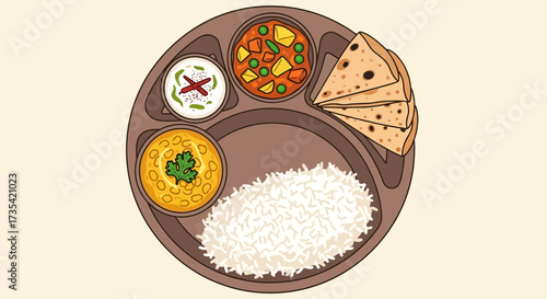 Traditional Indian food on a plate.
