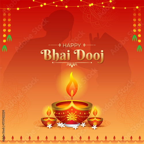 Vector illustration of Happy Bhai Dooj social media template