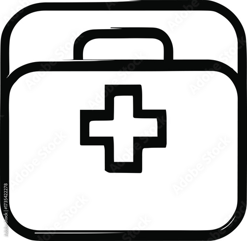 Smooth outline of a first-aid box with cross sign 2