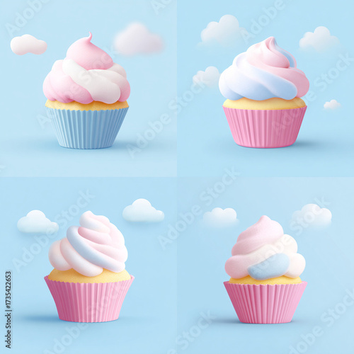 Sweet Symphony – Pastel Cupcake with Whipped Cream Frosting and Sprinkles