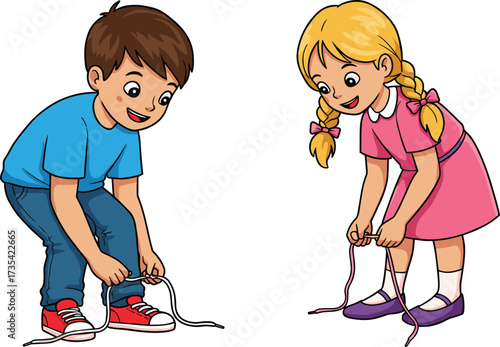 Children, tying, shoelaces, self-care, independence, motor, skills, learning, focus, childhood, routine, footwear, dress, sneakers, shoes, task, habit, development, kids, action