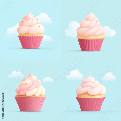 Sweet Symphony – Pastel Cupcake with Whipped Cream Frosting and Sprinkles