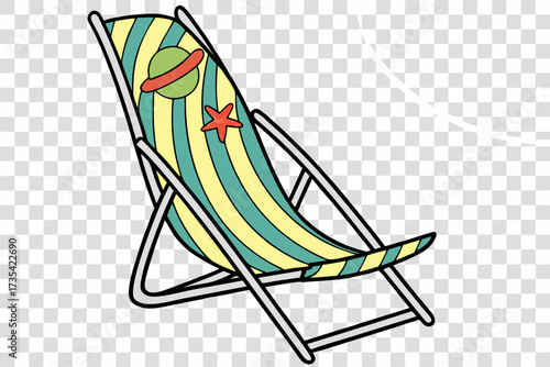 Striped deck chair with planet and starfish