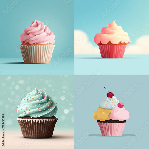 Sweet Symphony – Pastel Cupcake with Whipped Cream Frosting and Sprinkles