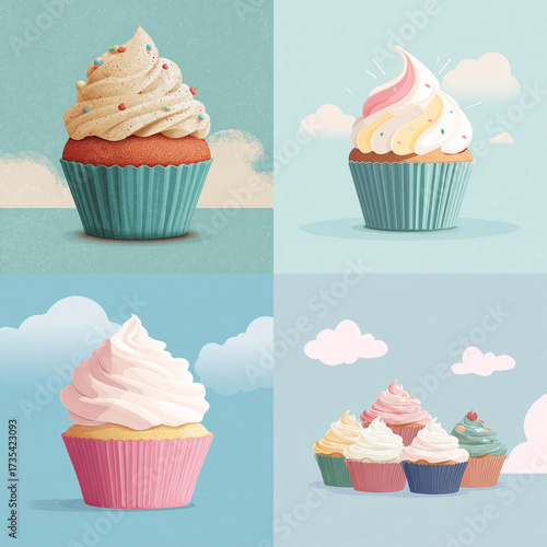 Sweet Symphony – Pastel Cupcake with Whipped Cream Frosting and Sprinkles