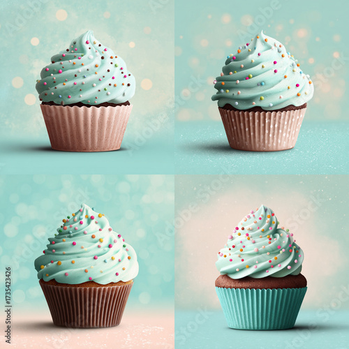Sweet Symphony – Pastel Cupcake with Whipped Cream Frosting and Sprinkles