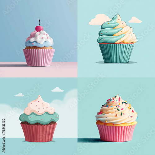 Sweet Symphony – Pastel Cupcake with Whipped Cream Frosting and Sprinkles