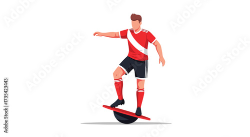 Man balancing on a one-wheel skateboard, an illustration showcasing balance coordination and recreational sport of one wheel skateboarding