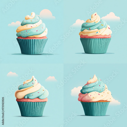 Sweet Symphony – Pastel Cupcake with Whipped Cream Frosting and Sprinkles