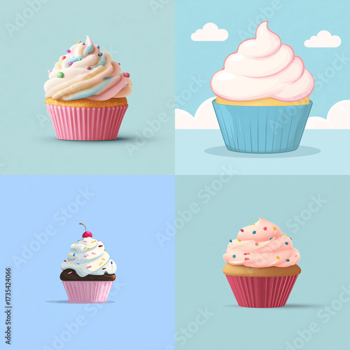 Sweet Symphony – Pastel Cupcake with Whipped Cream Frosting and Sprinkles