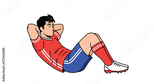 Athlete Engaging in Abdominal Exercises for Fitness and Strength Building in Vibrant Cartoon Style