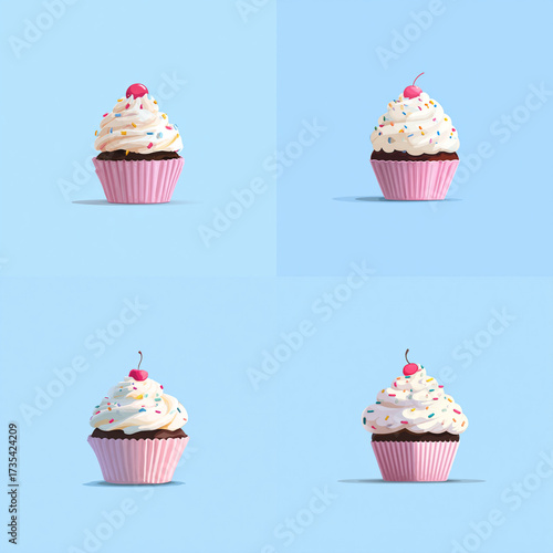 Sweet Symphony – Pastel Cupcake with Whipped Cream Frosting and Sprinkles