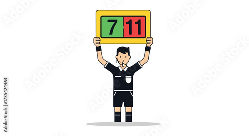 Referee announcing score on vibrant scoreboard, displaying numerical result of 7 to 11 in dynamic athletic competition