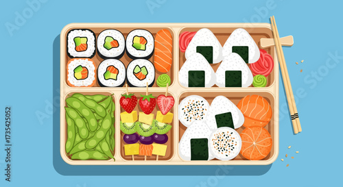 A variety of sushi on a plate.