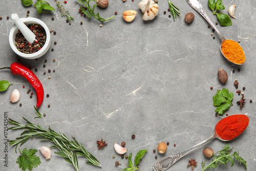Frame made of herbs and spi...