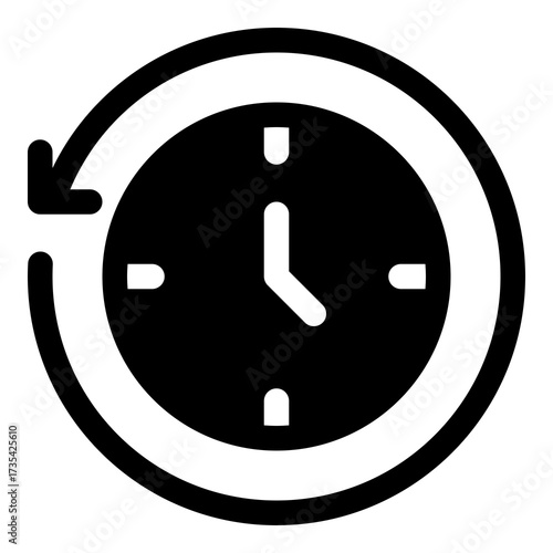 Clock with backward arrow icon for history and undo