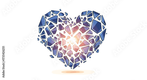 Abstract Shattered Heart Symbolizing Broken Love and Emotional Pain, Generative AI.