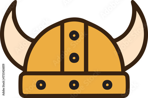 Viking horned helmet in gold and beige