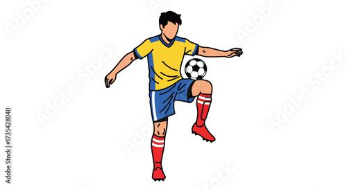 Illustrative depiction of a soccer player balancing a ball on knee emphasizing skill and sportmanship