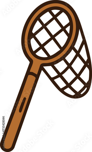 Bug catching net with wooden handle and mesh hoop