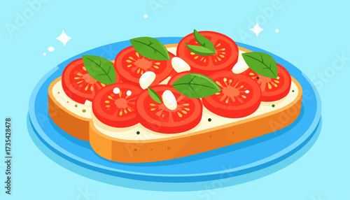 Delicious bruschetta with fresh tomatoes and basil.