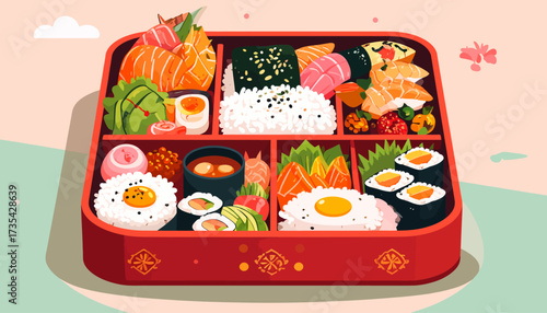 A traditional Japanese bento meal box.