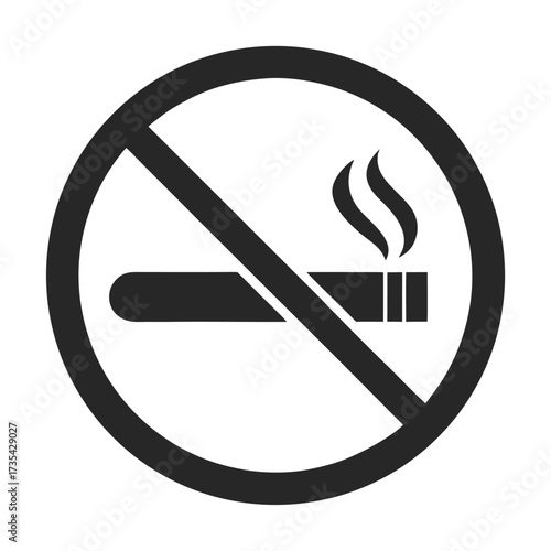 Black no smoking symbol with cigarette and smoke on a white background smoking ban prohibition