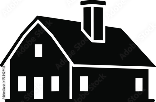 Simple silhouette of a traditional house with chimney