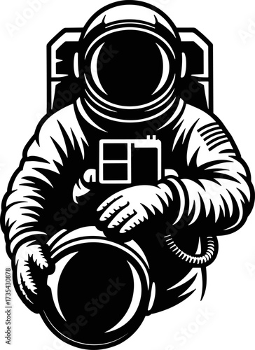 A Bold Astronaut in a Detailed Spacesuit Holding Their Helmet Ready for Exploration or a Mission in Deep Space Adventure