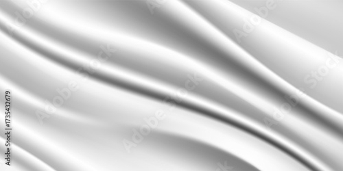 Abstract White Silk Fabric with Smooth Flowing Folds Texture.
