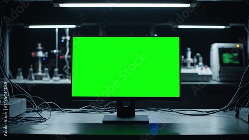 Green Screen of desktop in Dark Laboratory