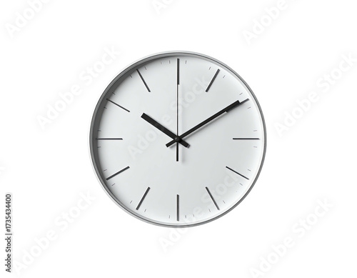 Wallpaper Mural A minimalist, round clock with black hands and numerals on a white face Torontodigital.ca