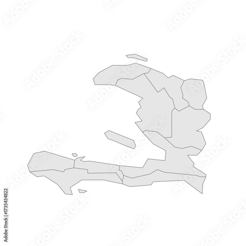 Haiti political map of administrative divisions - departments. Grey blank vector editable map EPS.
