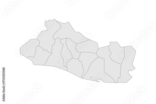 El Salvador political map of administrative divisions - departments. Grey blank vector editable map EPS.