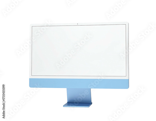 Front-facing computer monitor on a black background; screen is blank