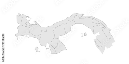 Panama political map of administrative divisions - provinces. Grey blank vector editable map EPS.