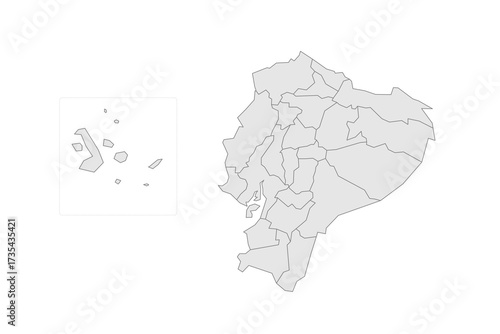 Ecuador political map of administrative divisions - provinces. Grey blank vector editable map EPS.